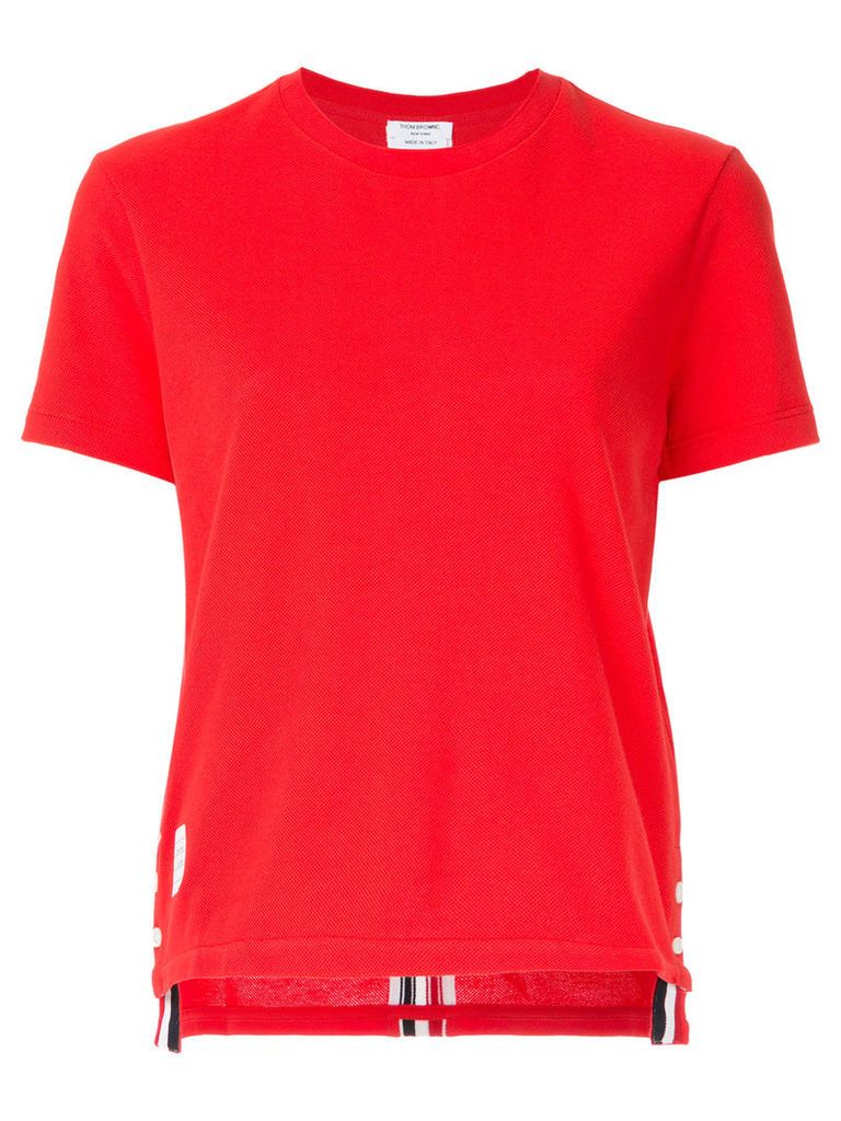 Thom Browne grosgrain trim piquÃ© T-shirt - Red