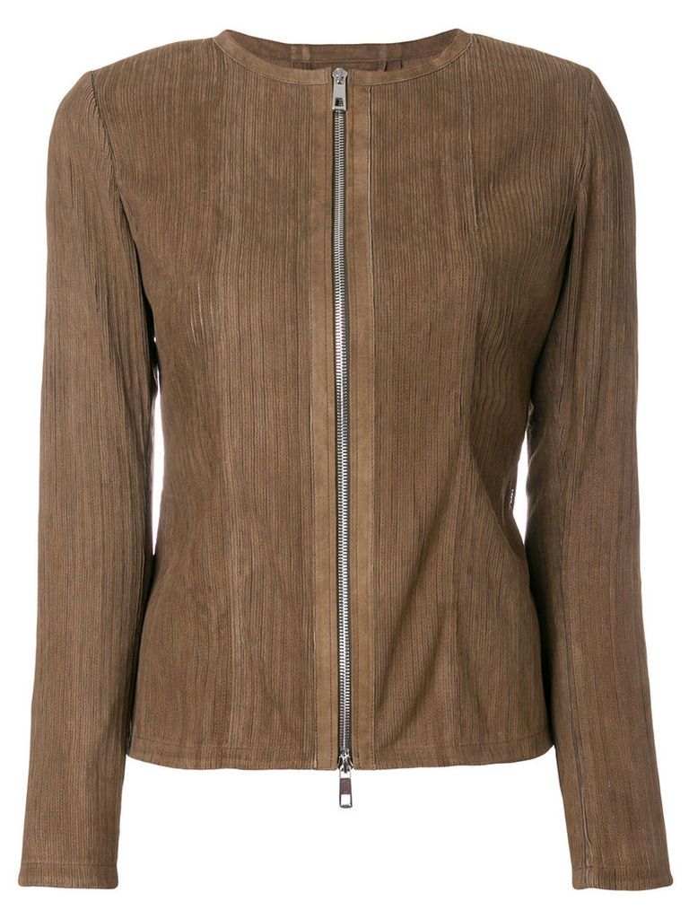 Desa Collection fitted striped jacket - Brown