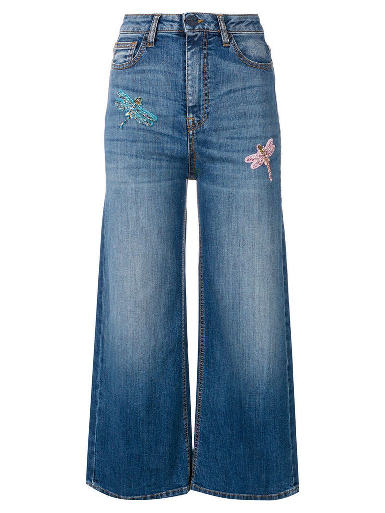 Vivetta dragonfly embellished cropped jeans - Blue