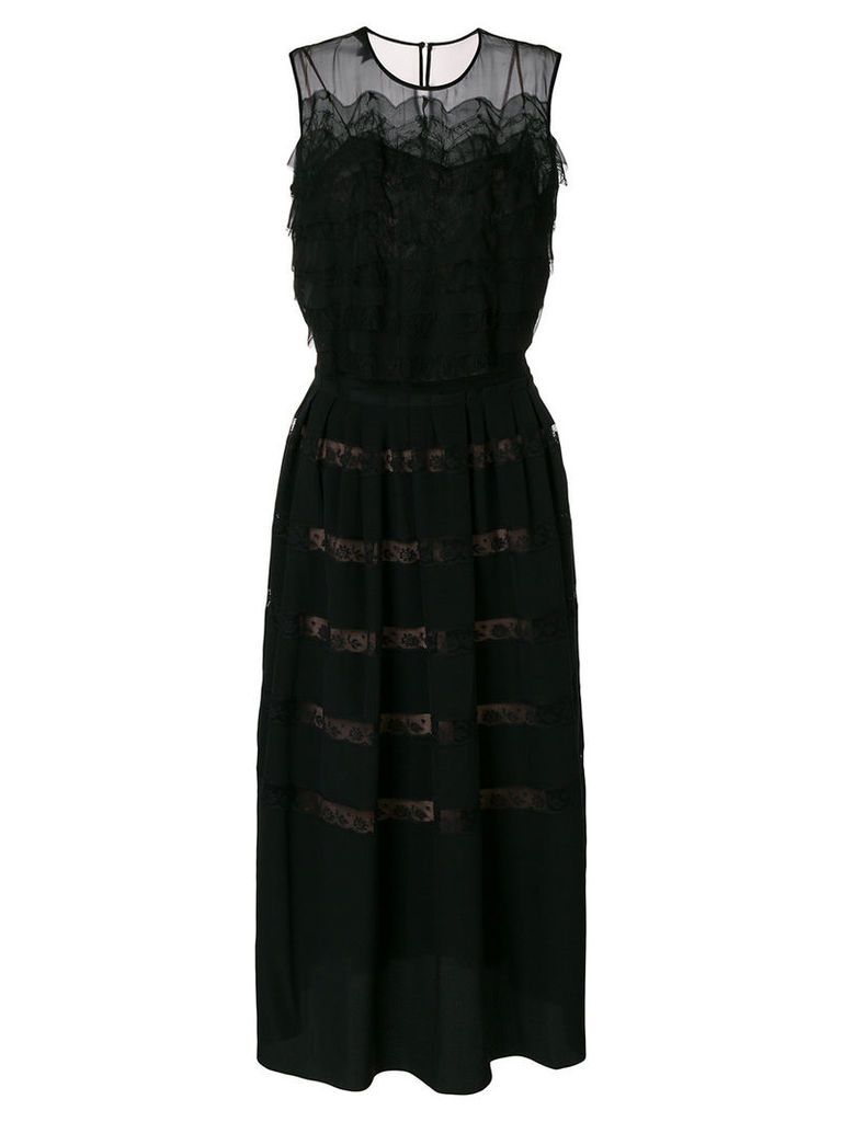 Rochas ruffle lace panel dress - Black
