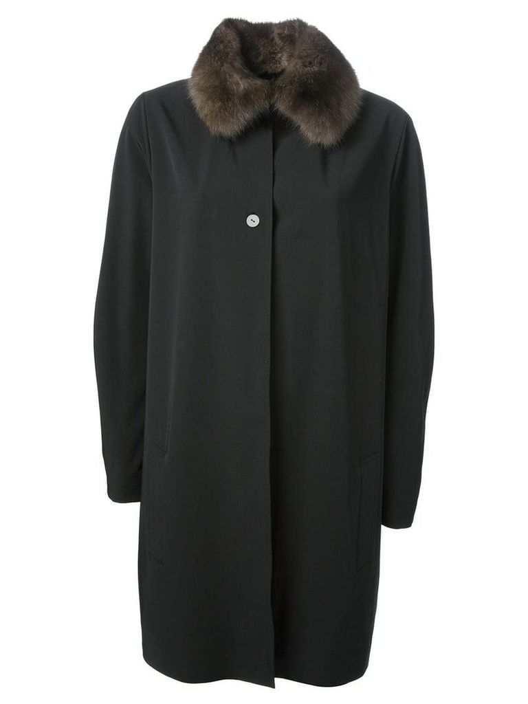 Liska sable collar overcoat - Black