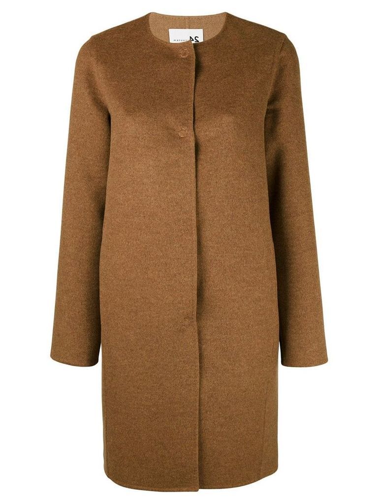 Manzoni 24 collarless midi buttoned coat - Brown