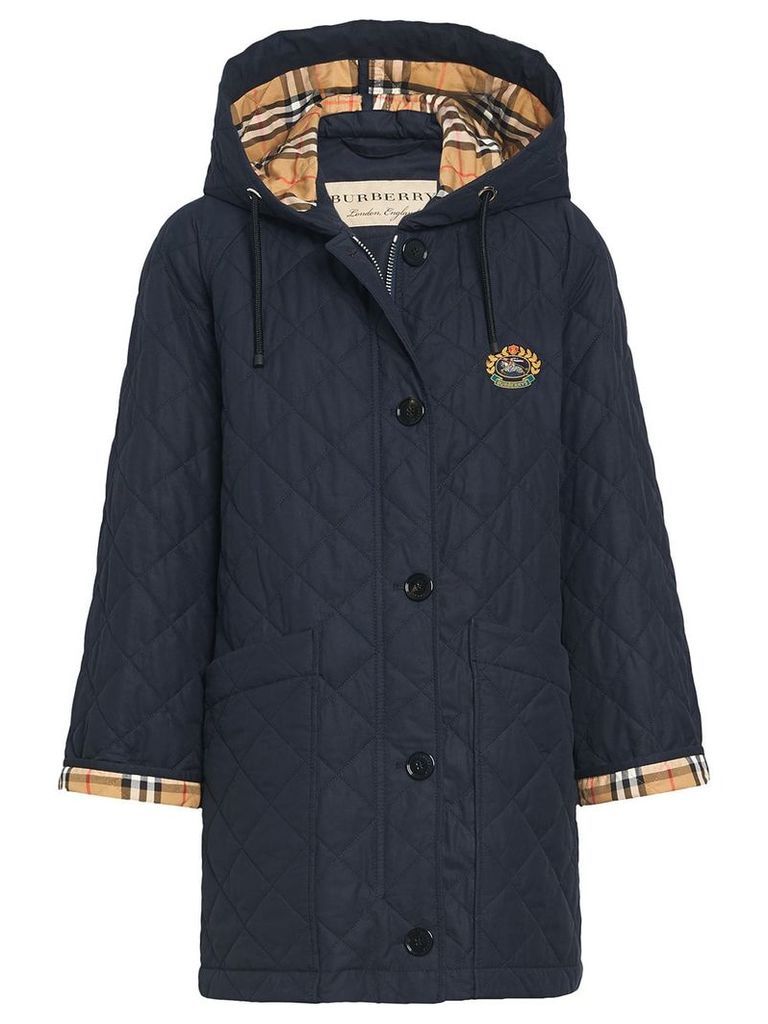 Burberry quilted check cuff raincoat - Blue