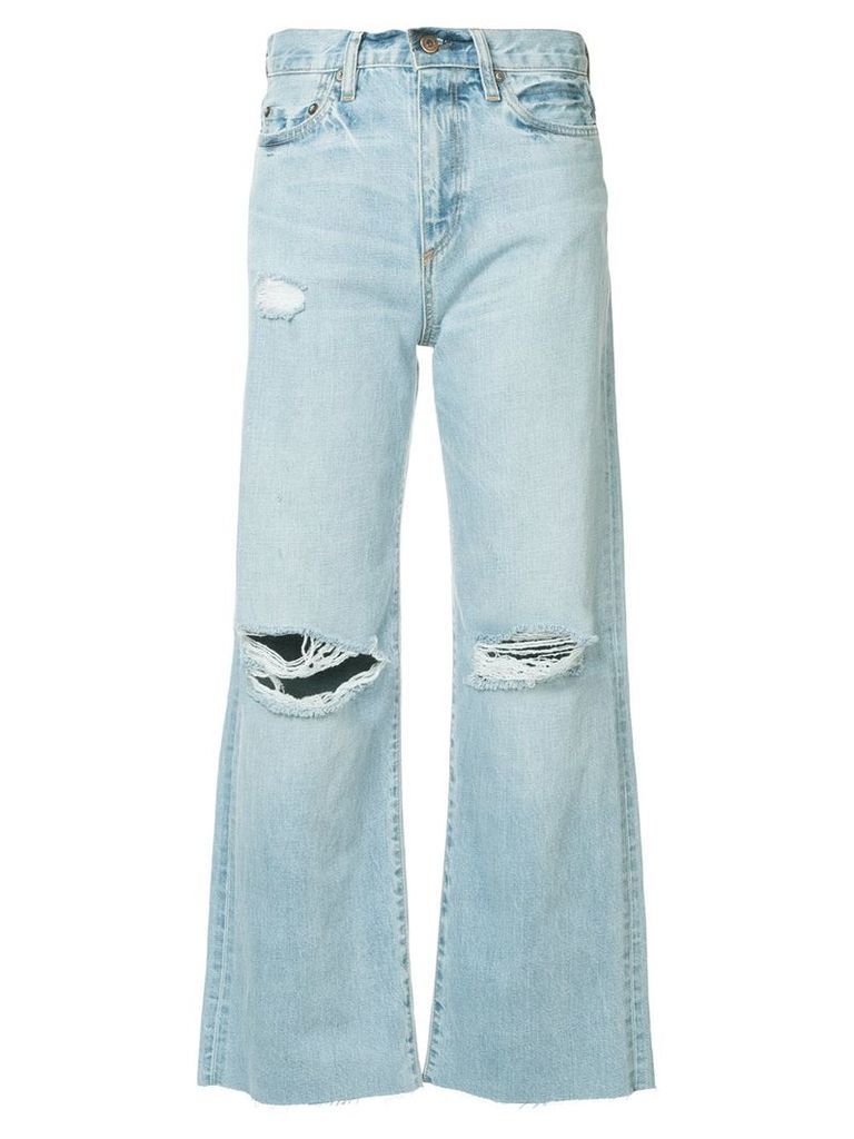 Simon Miller crop flared distressed jeans - Blue