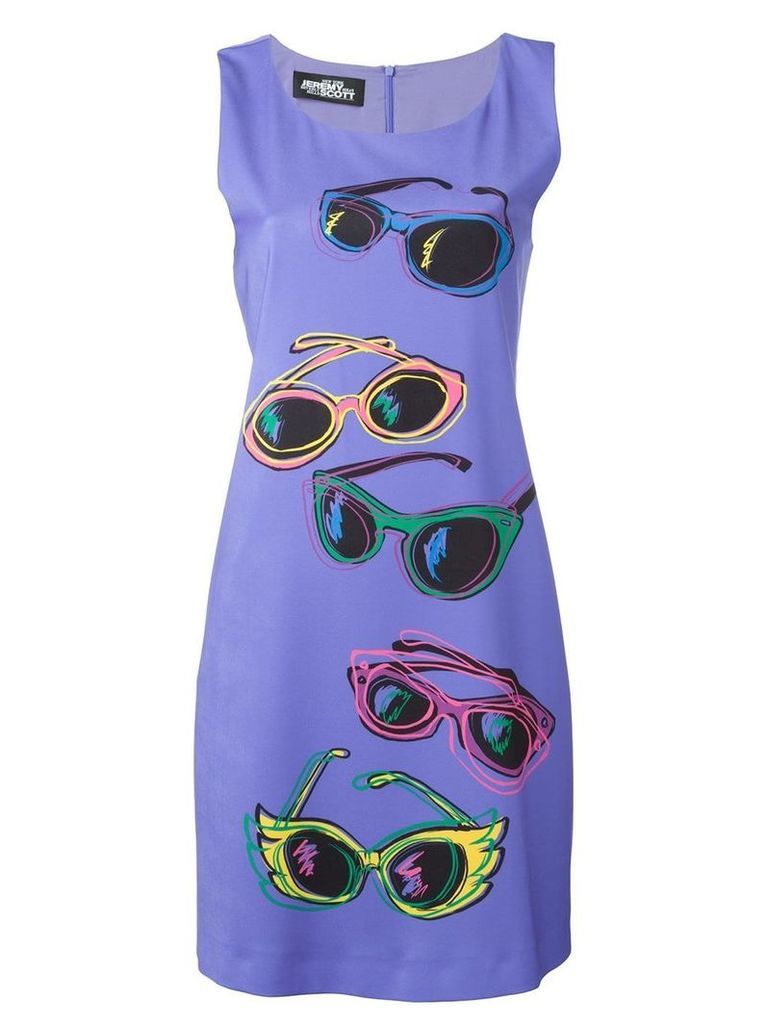 Jeremy Scott sunglasses print fitted dress - Purple