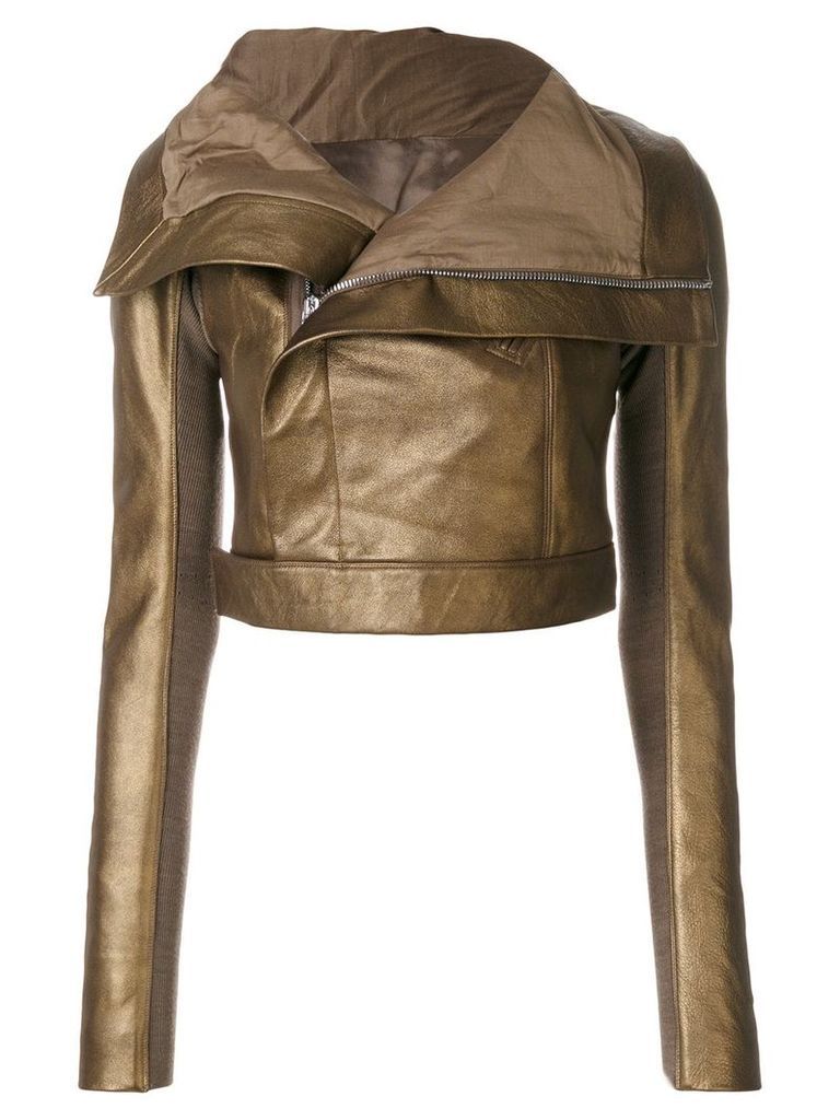 Rick Owens metallic cropped biker jacket