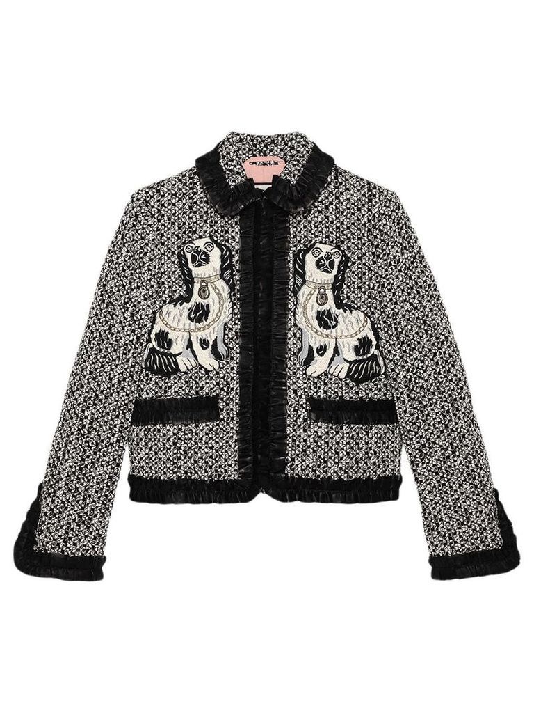 Gucci embroidered tweed jacket - Black