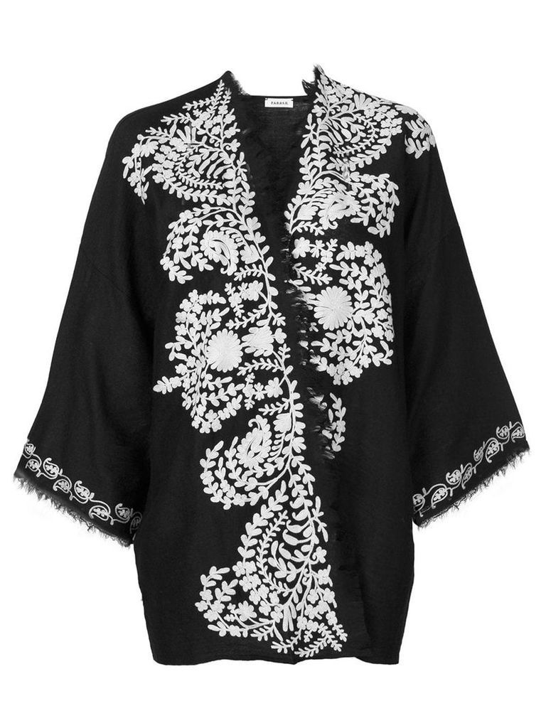 P.A.R.O.S.H. contrast embroidered kimono jacket - Black