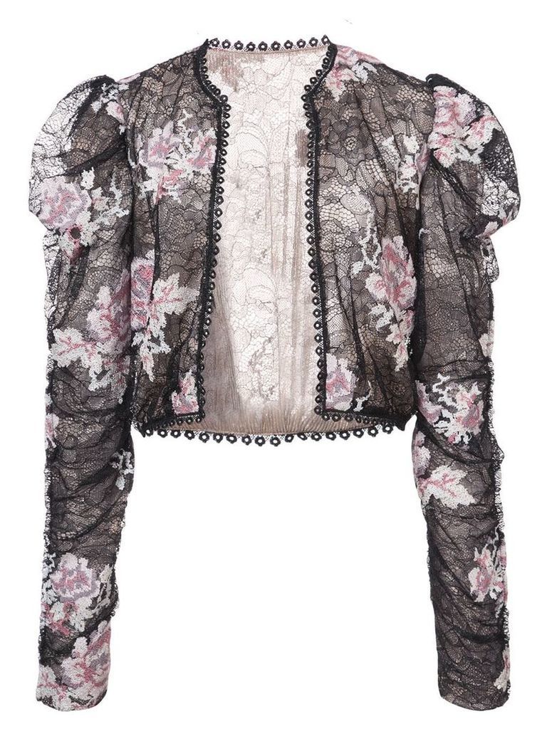 Anna Sui rose embroidered lace jacket - Black