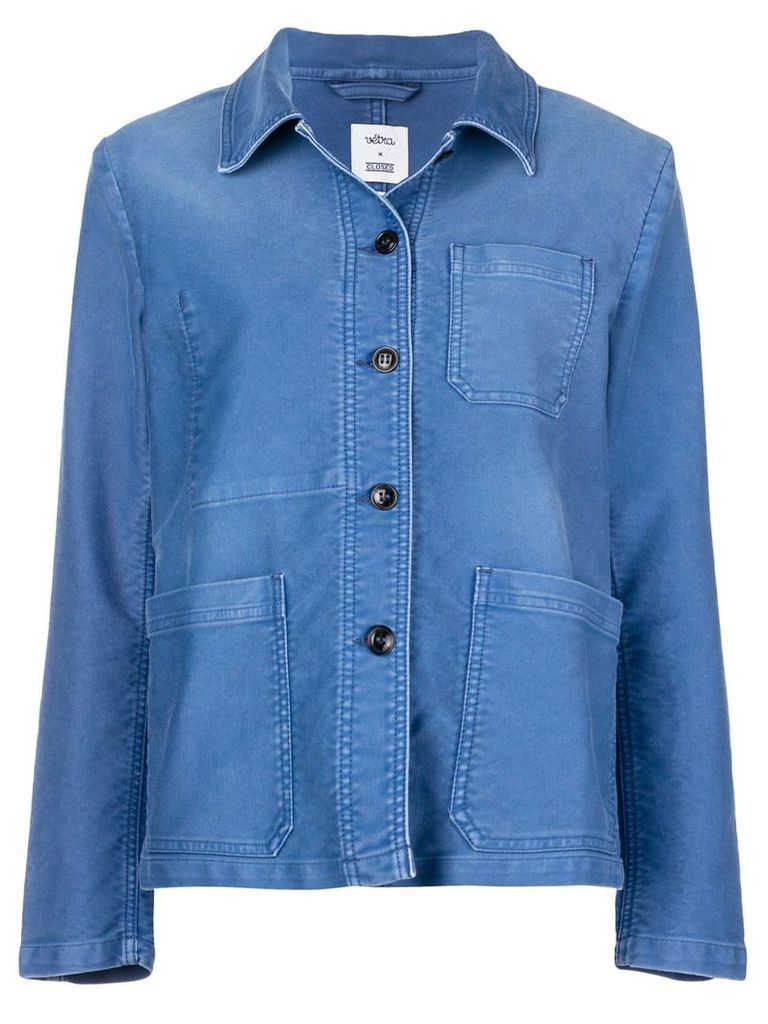 Closed button shirt jacket - Blue