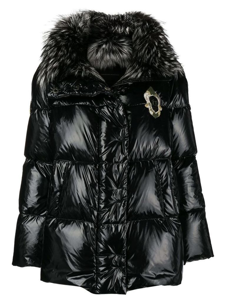 Ermanno Scervino fur collar padded jacket - Black