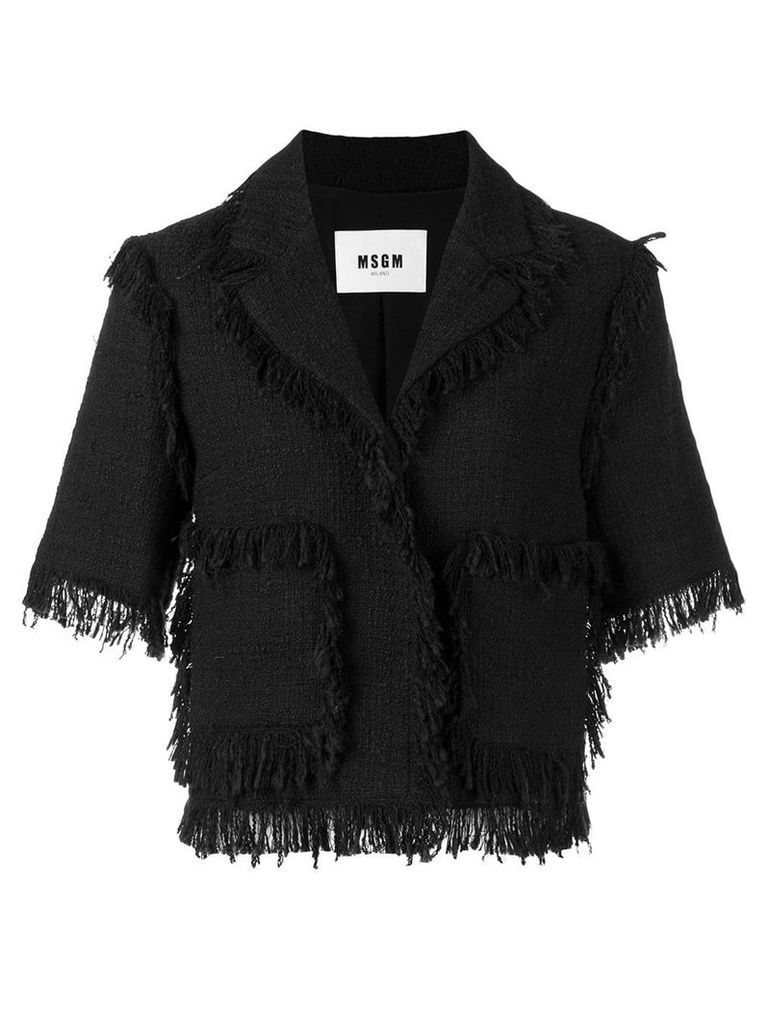 MSGM fringed short-sleeve jacket - Black