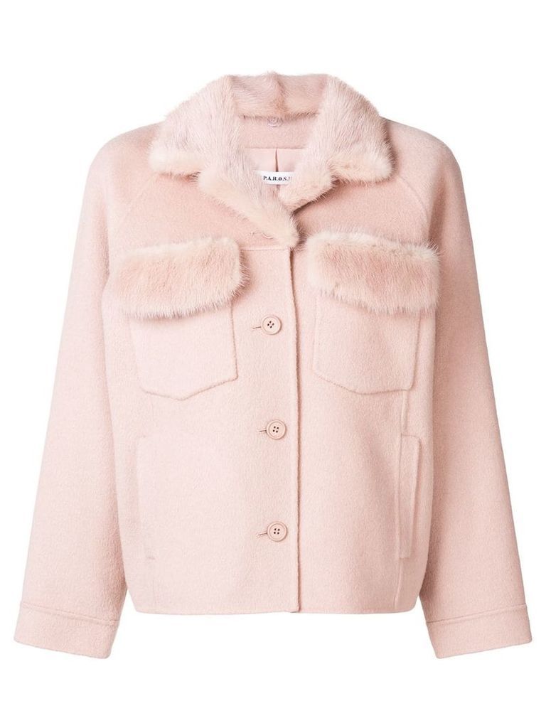 P.A.R.O.S.H. fur detail buttoned jacket - Pink