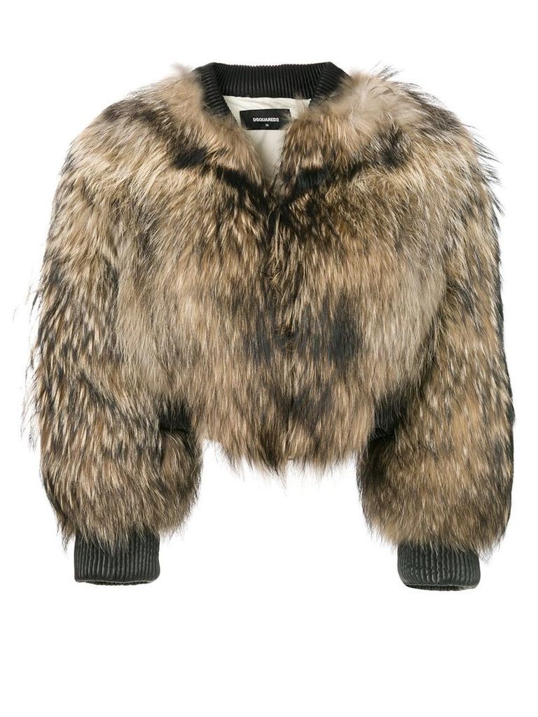 Dsquared2 racoon fur bomber jacket - Brown