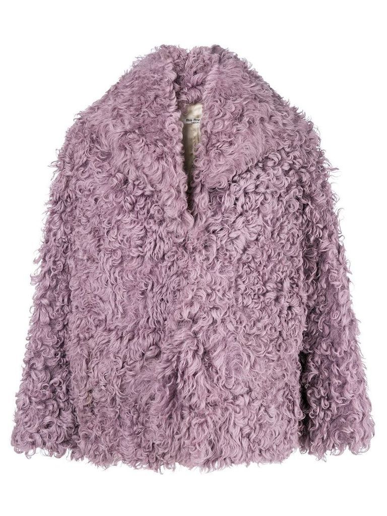 Miu Miu oversized shearling jacket - Pink