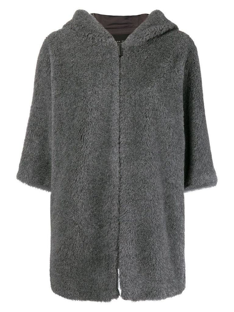 Fabiana Filippi hooded cropped sleeves jacket - Grey