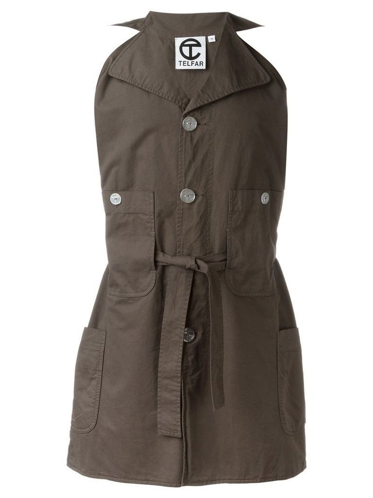 Telfar sleeveless belted jacket - Brown