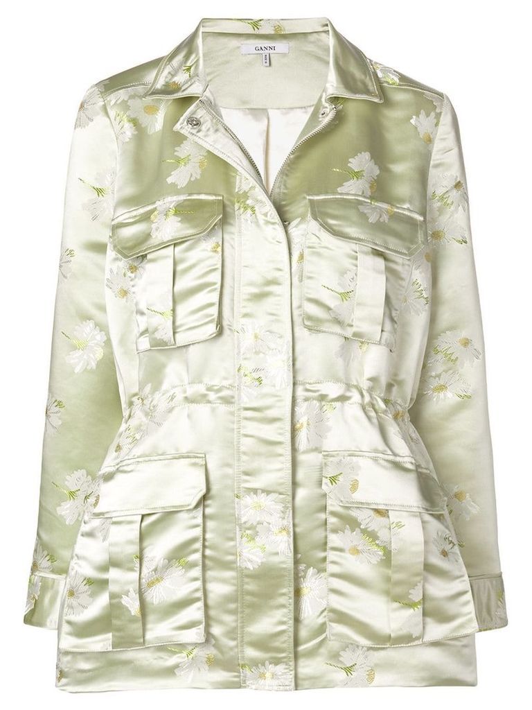 Ganni floral military jacket - Green