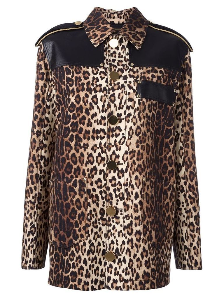 Givenchy leopard print grain de poudre jacket - Brown