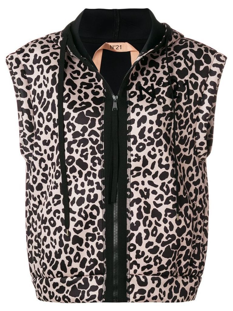 No21 leopard print gilet - Black