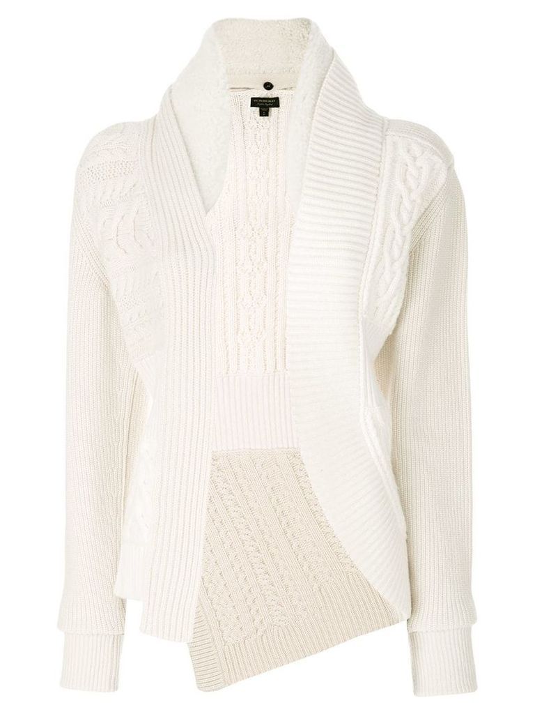 Burberry cable knitted jacket - White