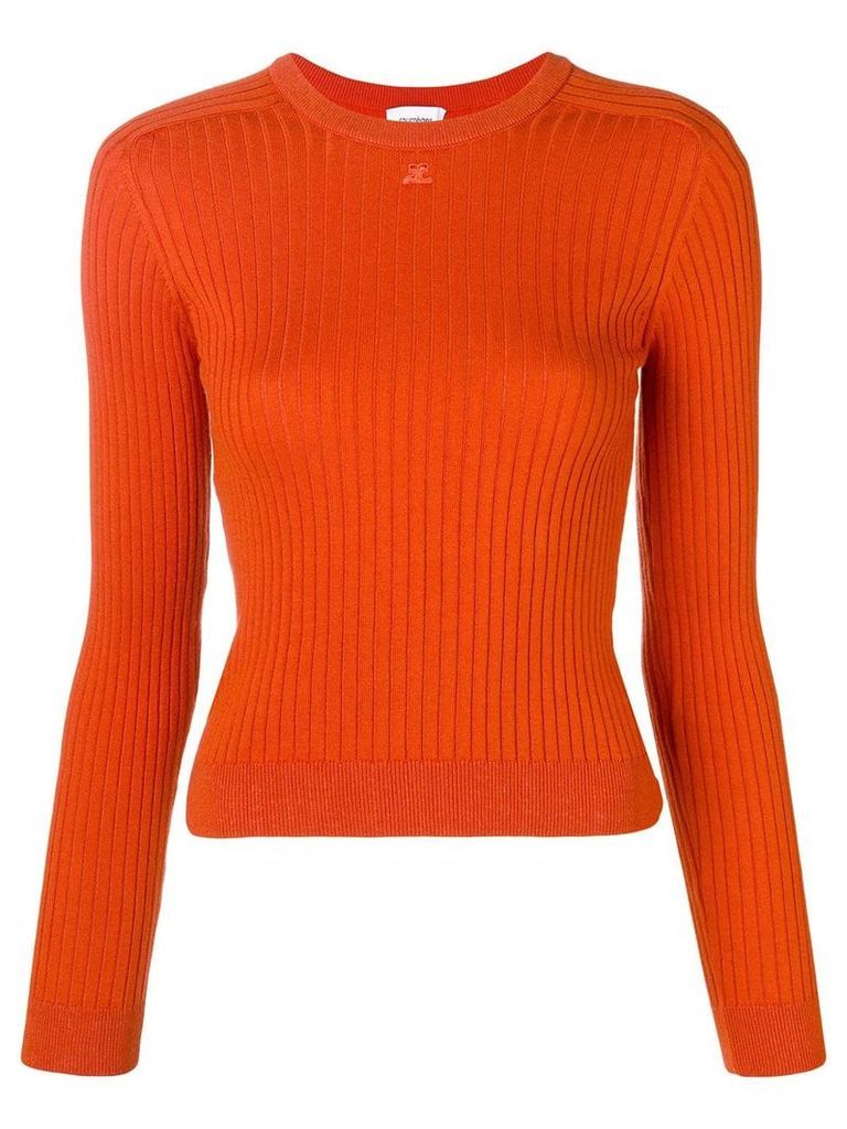 CourrÃ¨ges rib knit fitted sweater - Orange