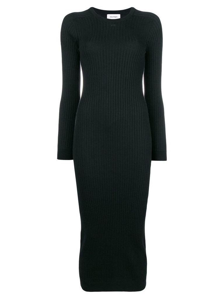 Courrèges rib knit fitted dress - Black