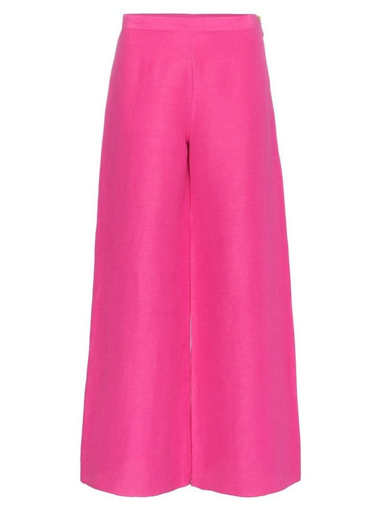 Simon Miller Aliso flared silk linen-blend trousers - Pink