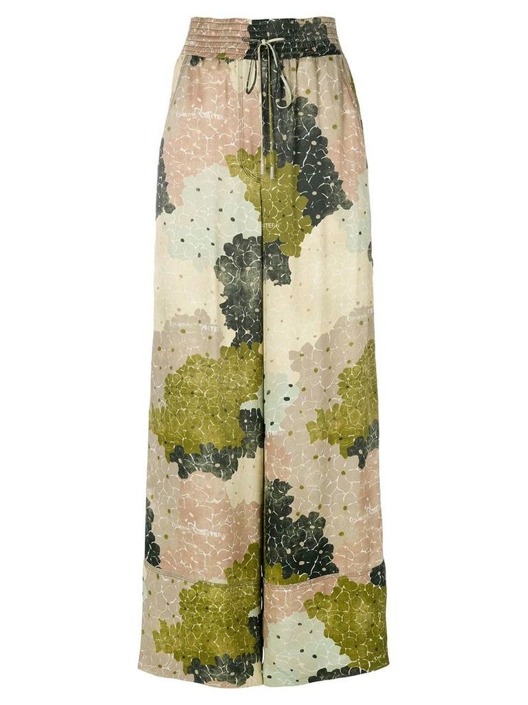 Off-White floral-print wide-leg trousers - Green