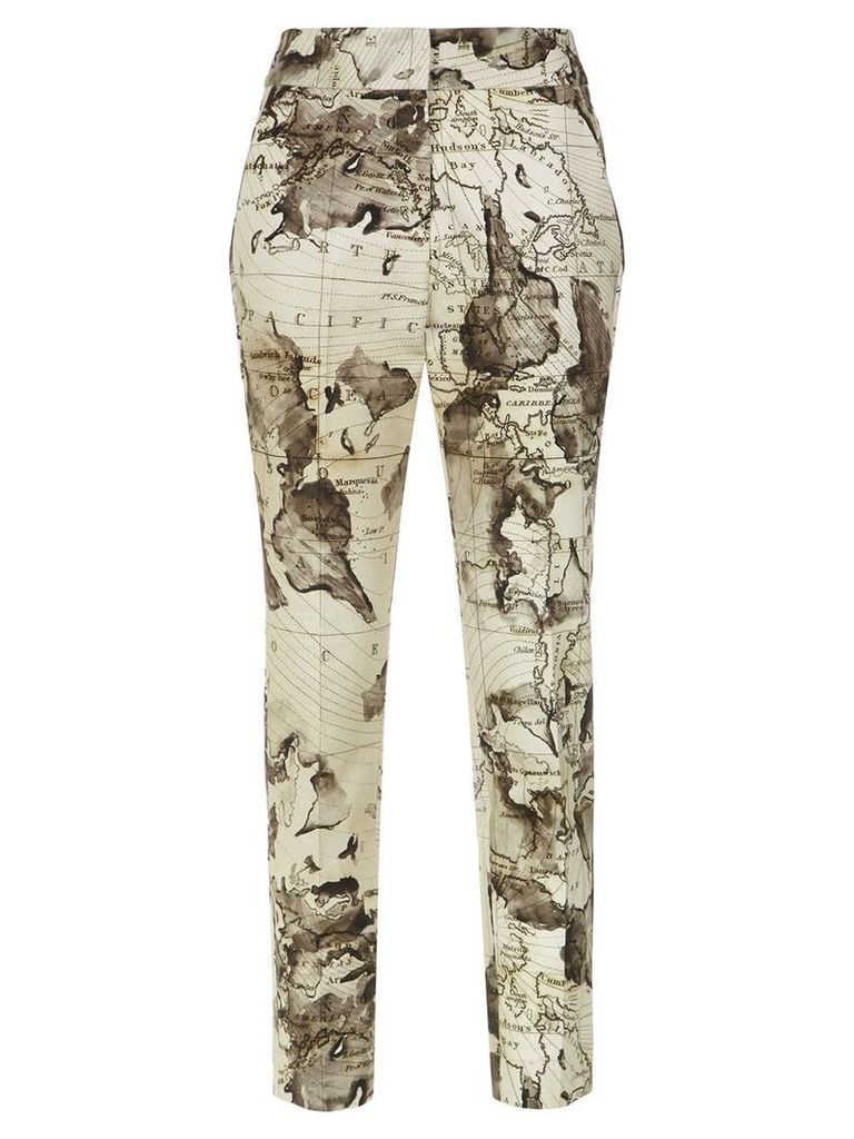 Andrea Marques map print straight trousers - Est Mapa Natural