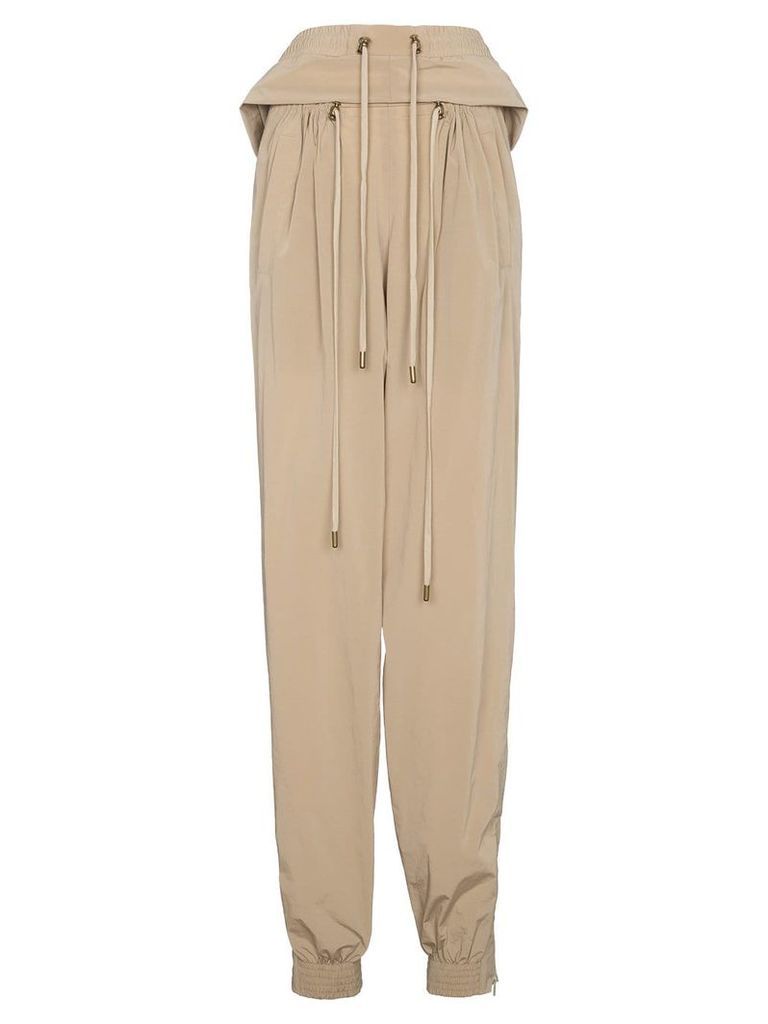 Y / Project Cropped track pants with double drawstring - Neutrals