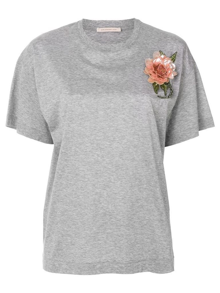 Christopher Kane sequin flower t-shirt - Grey