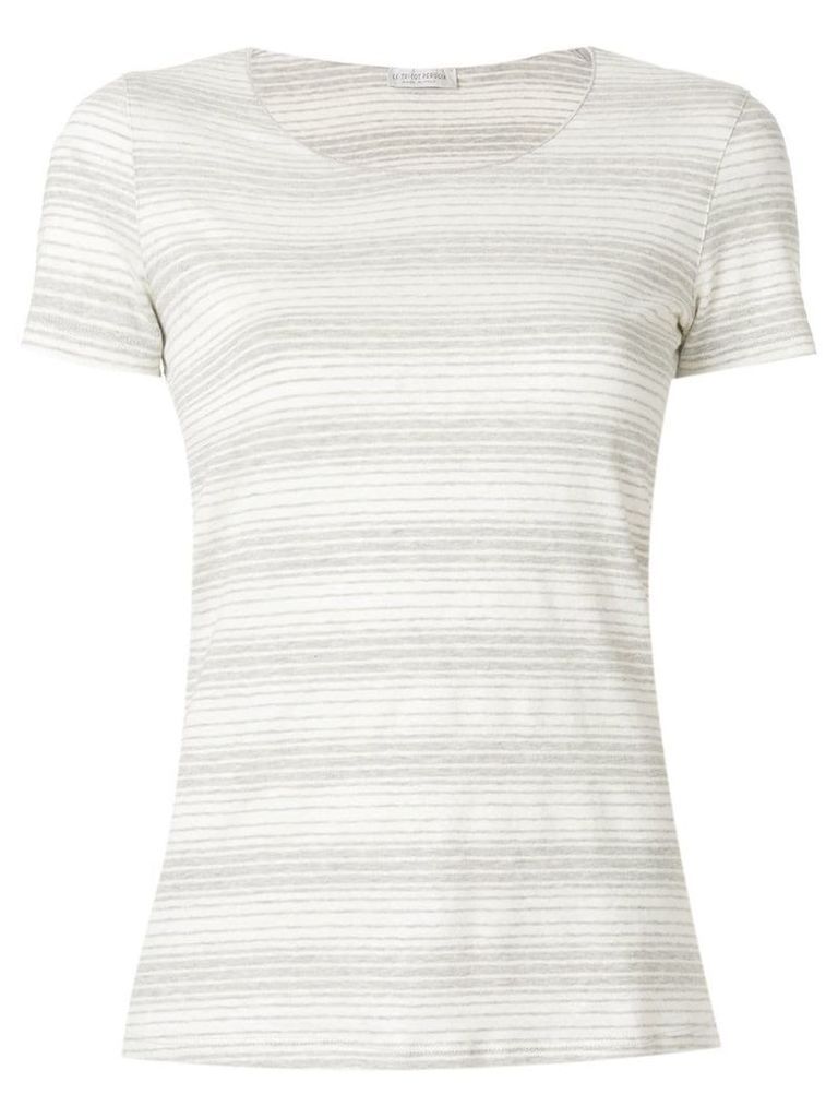 Le Tricot Perugia striped short-sleeve top - Grey