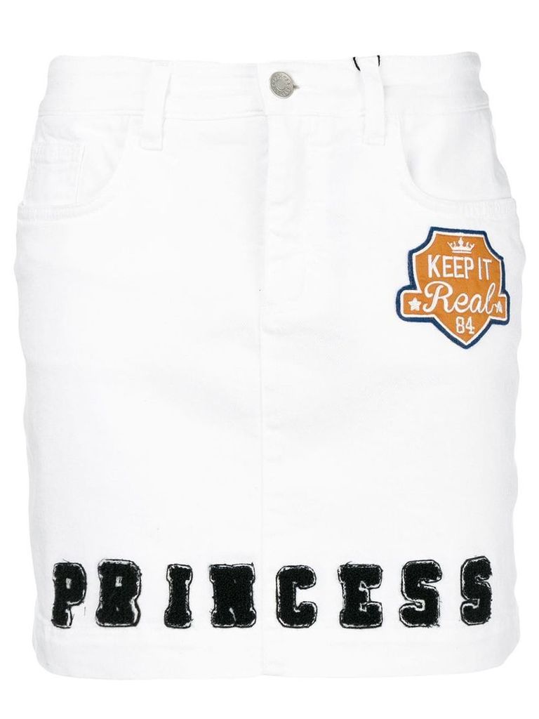 Dolce & Gabbana Princess patch letterman skirt - White