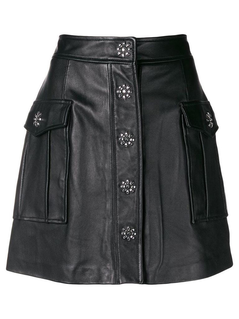 Michael Michael Kors embellished lamb skin skirt - Black