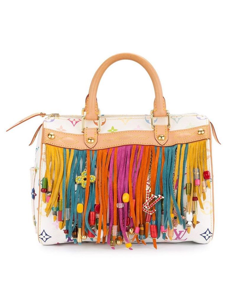 Louis Vuitton Pre-Owned Speedy fringed tote bag - White
