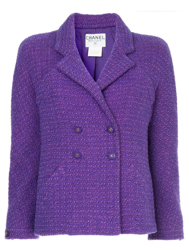 Chanel Vintage double breasted tweed jacket - Purple