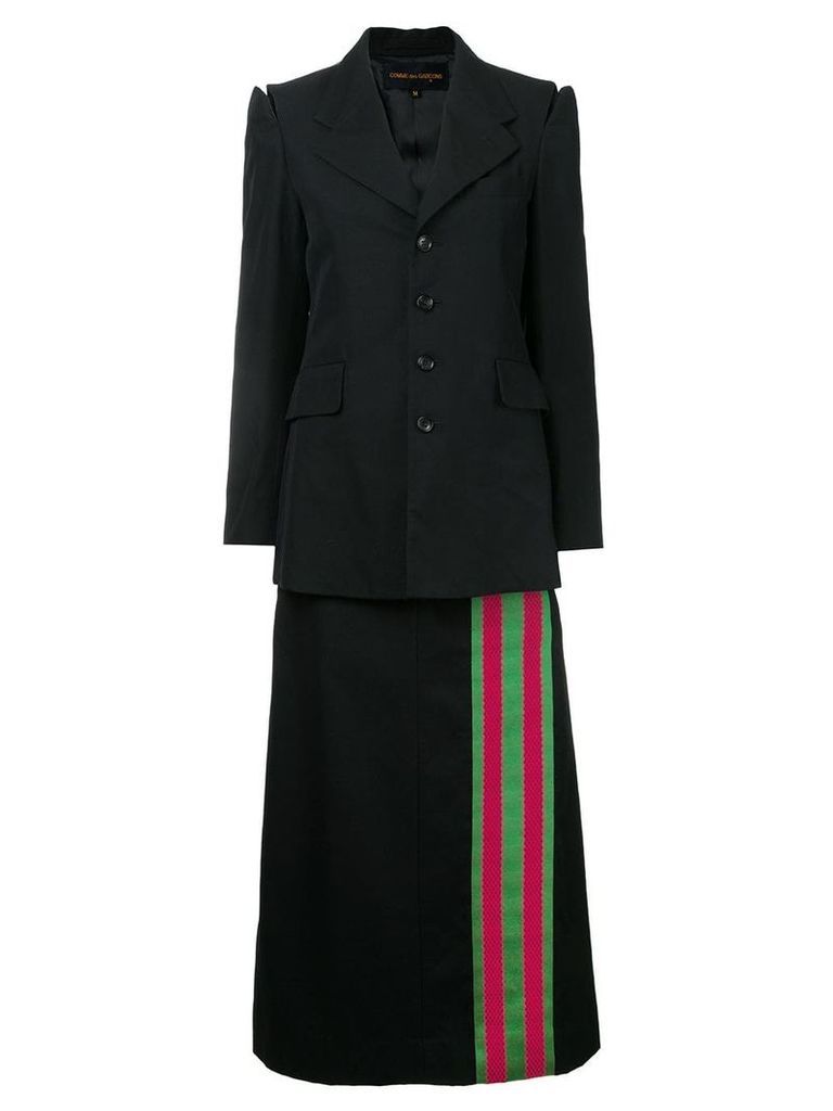 Comme Des Garçons Pre-Owned striped trimmed blazer and skirt - Black