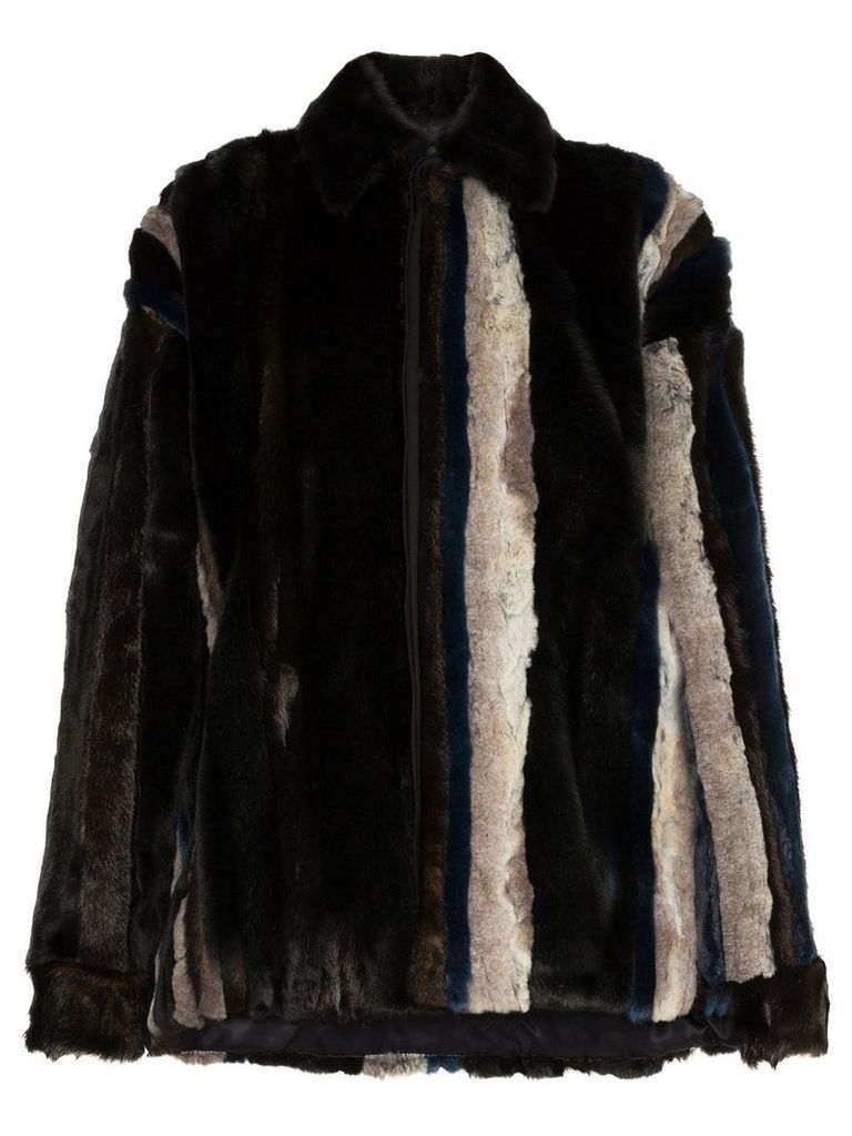 Y / Project stripe faux fur jacket - Brown