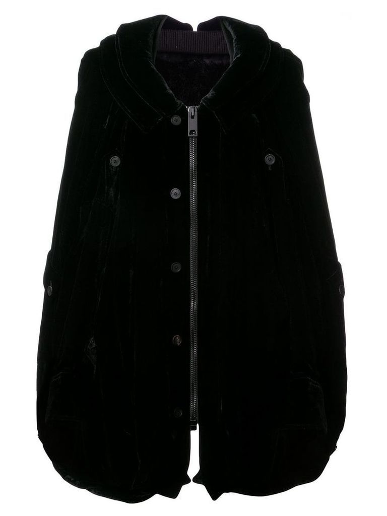 Vera Wang velvet oversized hooded coat - Black