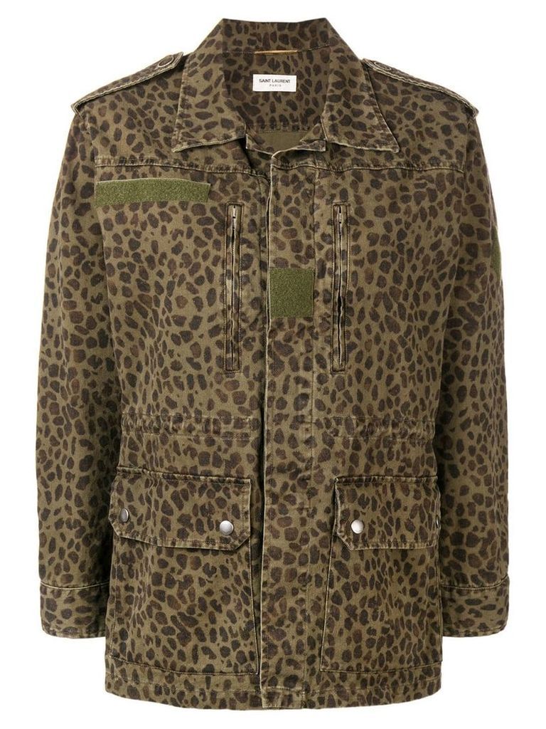 Saint Laurent leopard print jacket - Green