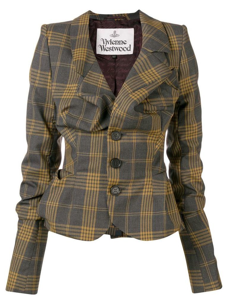 Vivienne Westwood gathered check jacket - Grey