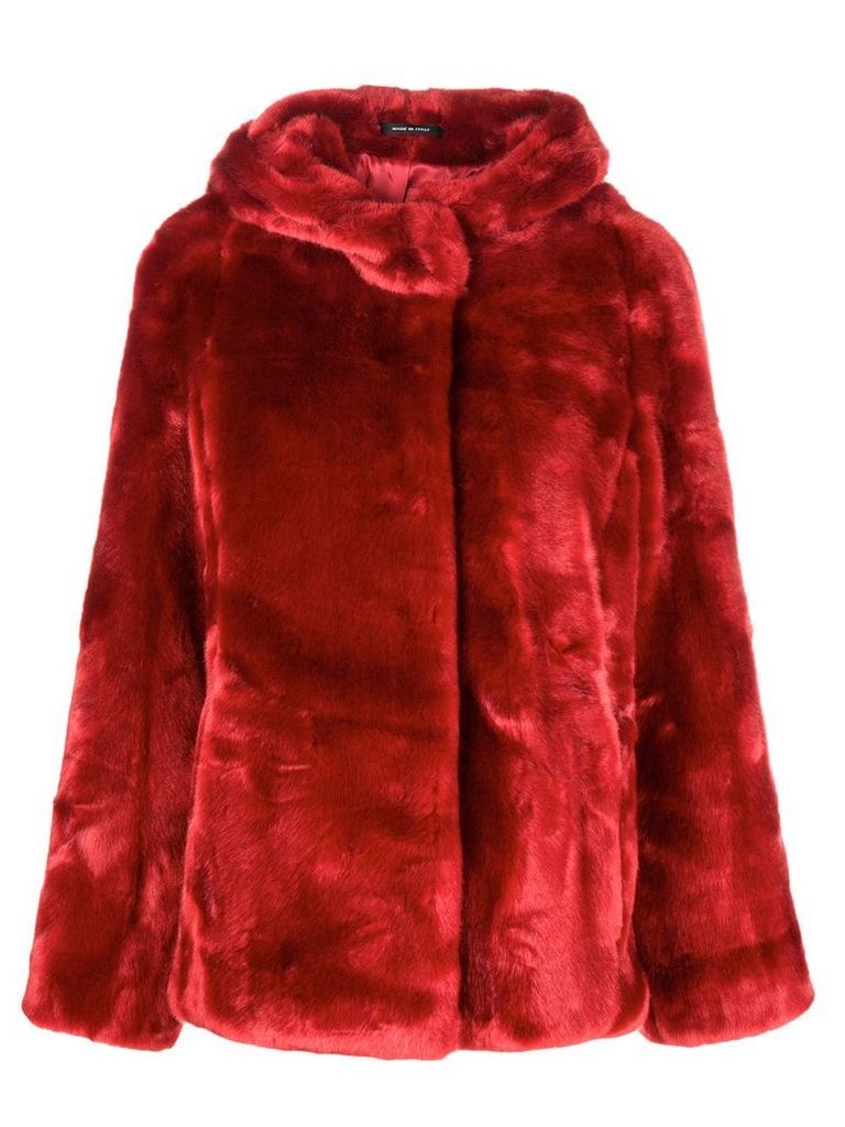 Tagliatore faux fur hooded jacket - Red