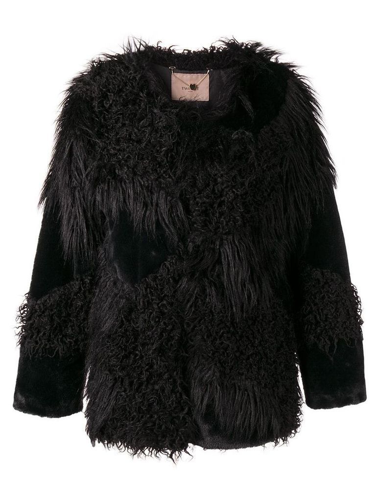 Twin-Set faux fur patch jacket - Black