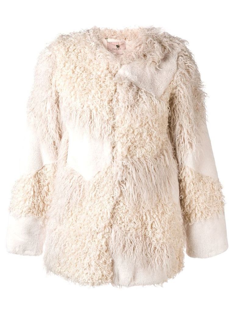 Twin-Set faux fur patch jacket - White