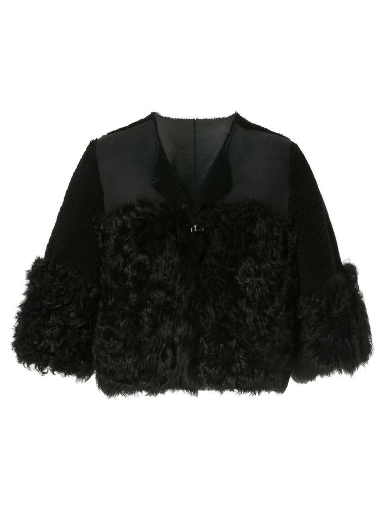 Red Valentino cropped shearling jacket - Black