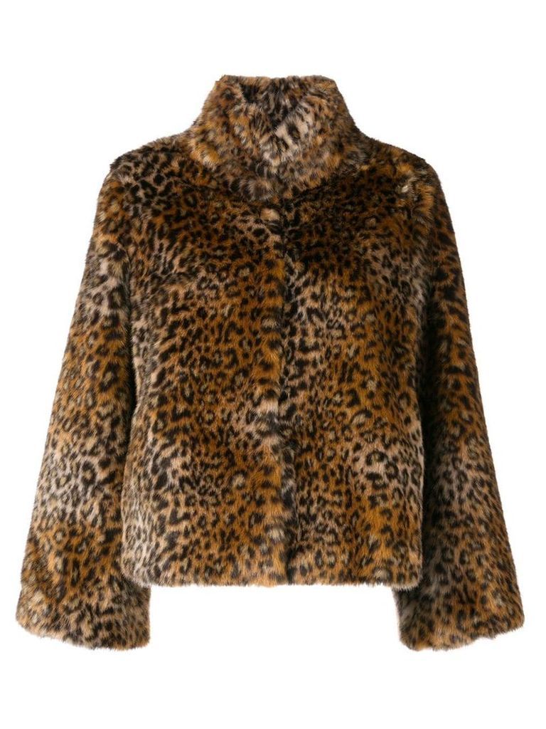 Twin-Set leopard print fur jacket - Brown