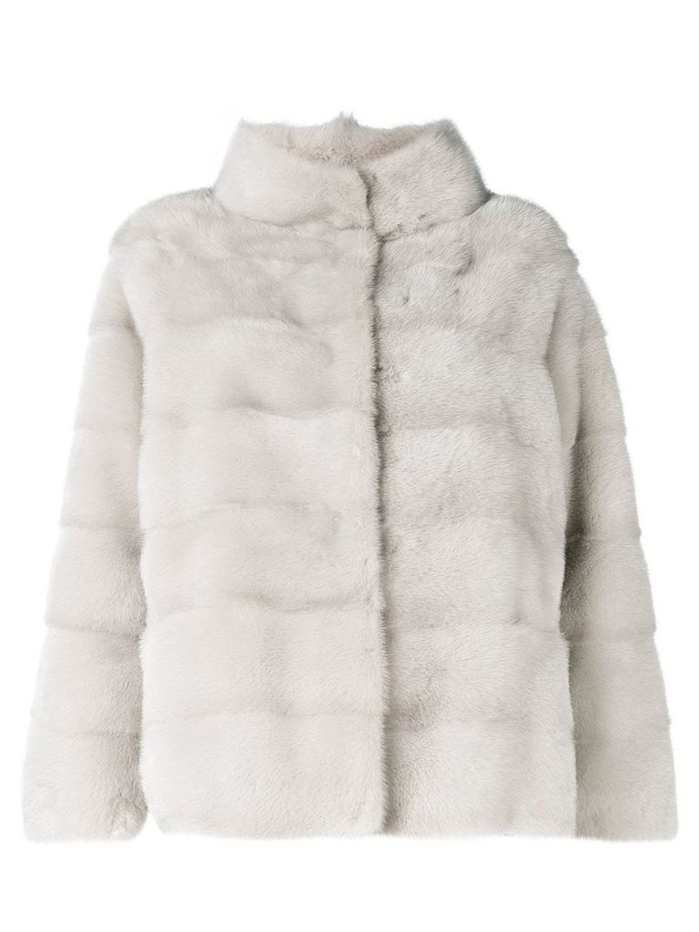 Simonetta Ravizza classic collar fur jacket - Grey