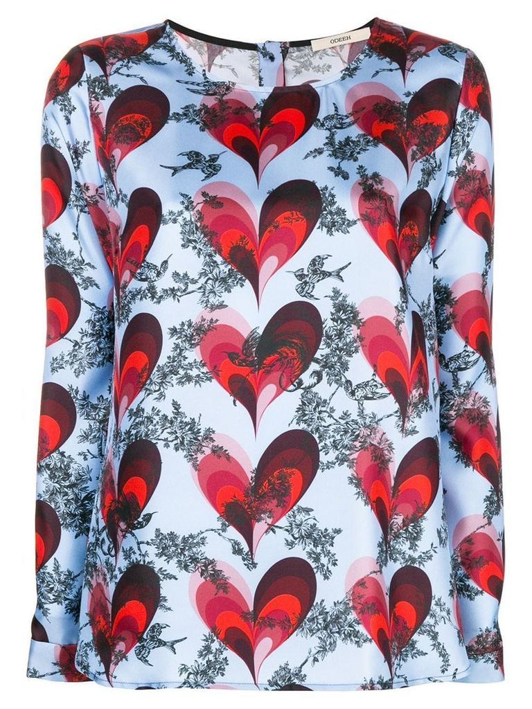 Odeeh heart printed blouse - Blue