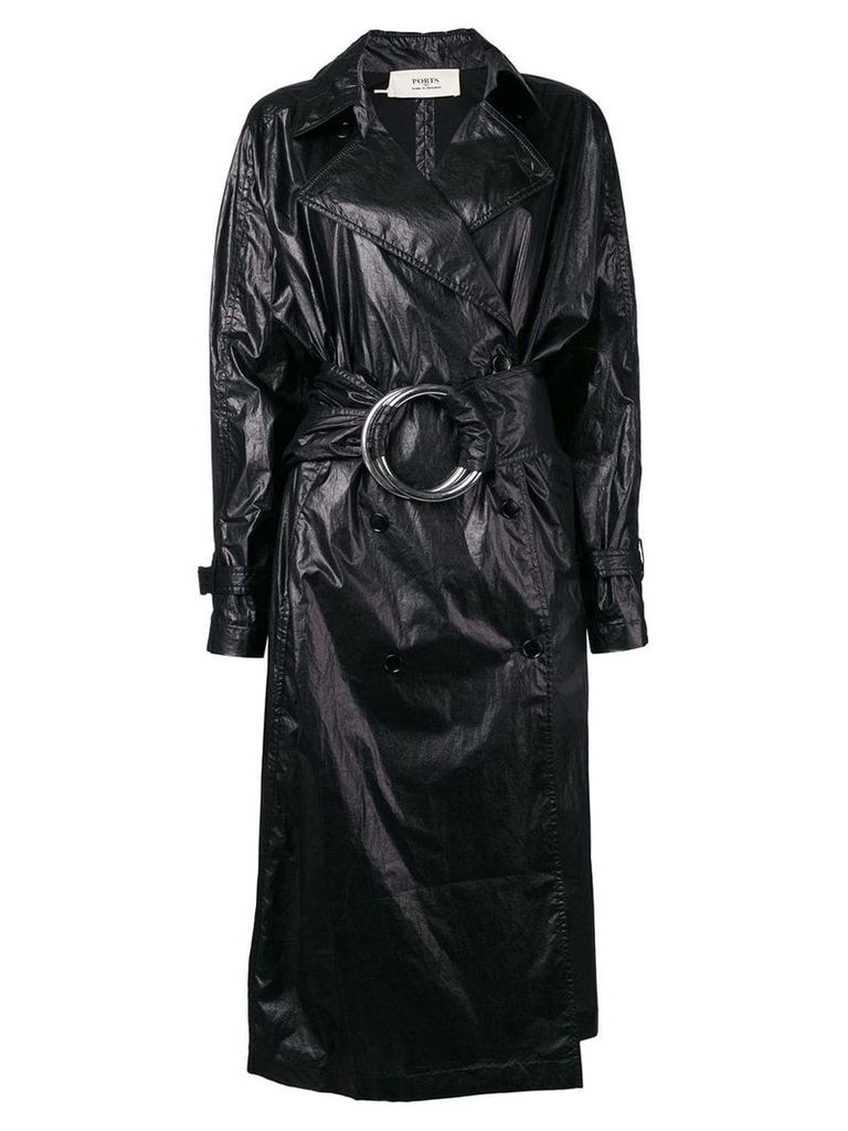Ports 1961 ring belt trench coat - Black